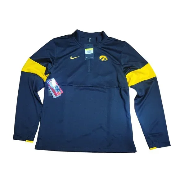 Nike Iowa Hawkeyes Black Gold Dri Fit 1/4 Zip Football L/S Shirt jersey Small S - Picture 1 of 9